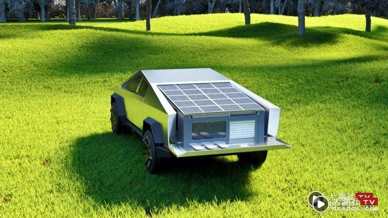 《Tesla Cybertruck》+太阳能折叠露营车屋《Cyberlandr》厨房 卫浴 床铺 电视 空调...太神奇！
